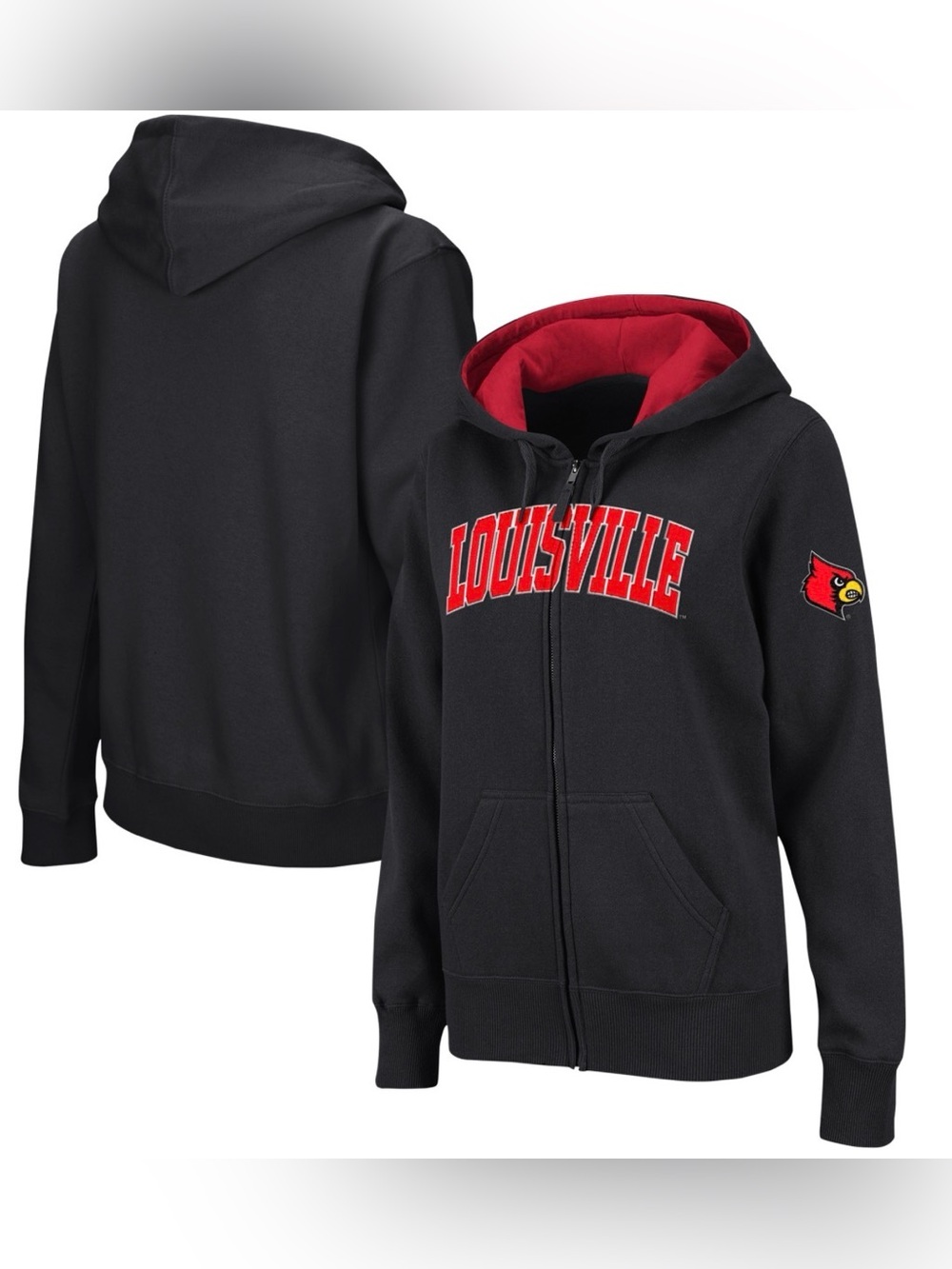 Colosseum Louisville Cardinals Black/Red Full Zip Jacket Women’s XXL Men’s L